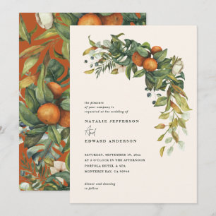 Orange citrus stylish watercolor botanical wedding