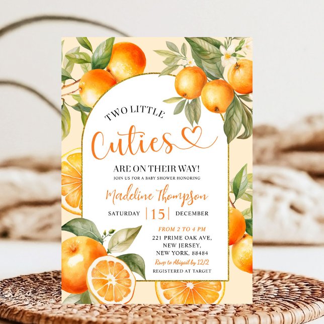 Orange Citrus Summer Fruit Twin Baby Shower Invitation (Creator Uploaded)