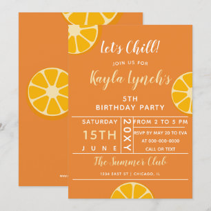 Orange Citrus summer party invitation