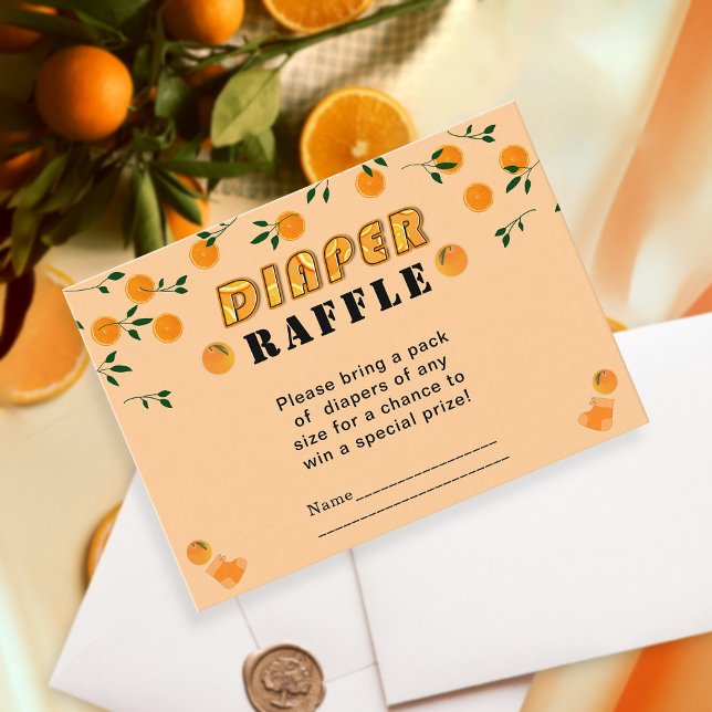 Orange Citrus-Themed Diaper Fun Raffle Baby Shower Enclosure Card (Creator Uploaded)
