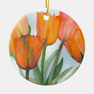 Orange Citrus Tulips Ceramic Tree Decoration