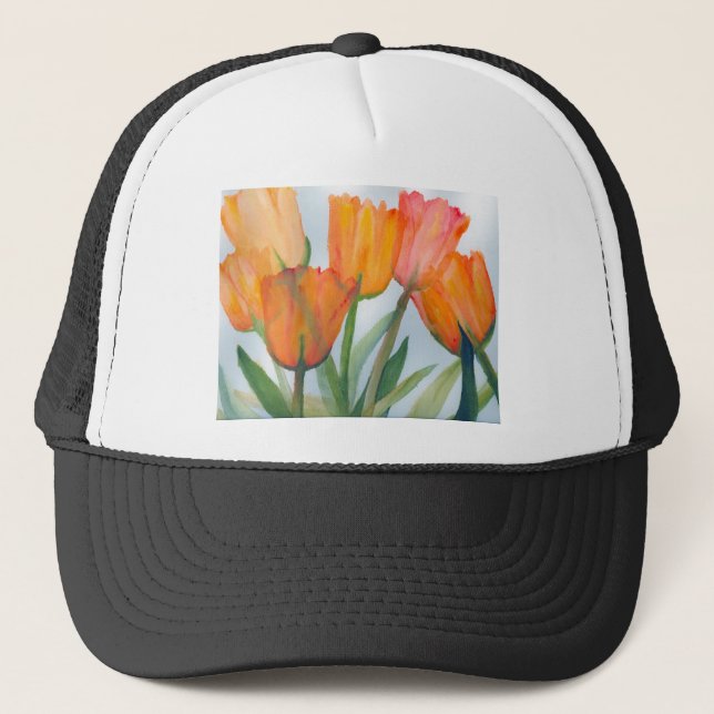 Orange Citrus Tulips Trucker Hat (Front)