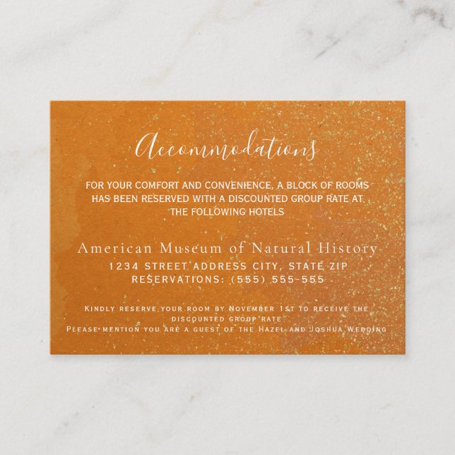 Orange Citrus Watercolor Accommodations Enclosure Card (Front)