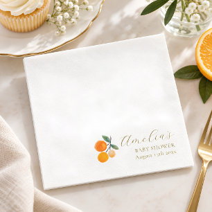Orange Citrus Watercolor Baby Shower Custom Napkin