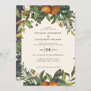 Orange citrus watercolor botanical modern wedding