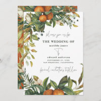 Orange citrus watercolor botanical wedding