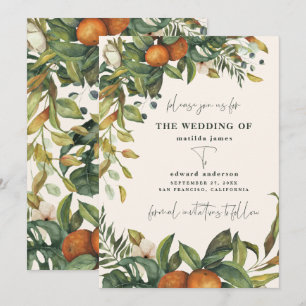 Orange citrus watercolor botanical wedding
