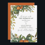 Orange citrus watercolor botanical wedding save the date<br><div class="desc">Orange citrus watercolor floral and foliage wedding save the date card. Beautiful handprinted floral watercolors and modern script text. Modern on trend rust colour.</div>