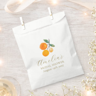 Orange Citrus Watercolor Bridal Brunch Custom Favour Bags