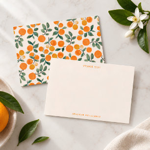 Orange Citrus Watercolor Chic Summer Personalised Thank You Card