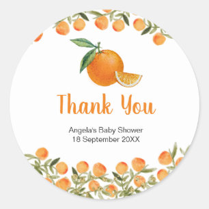 Orange Citrus Watercolor Thank You Sticker