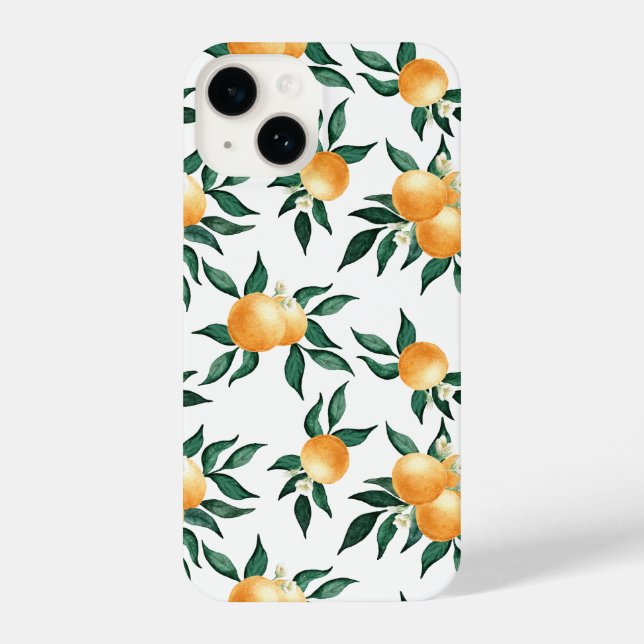 Orange Citrus Watercolor Tropical Fruit Botanical iPhone Case (Back)