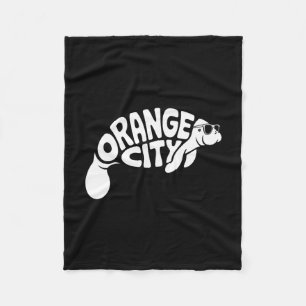 Orange City Manatee Orlando Florida Cute Vacation Fleece Blanket
