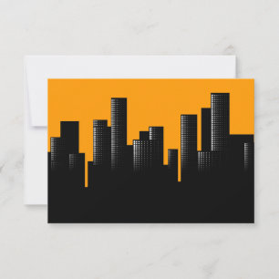 orange cityscape invitation