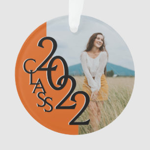 Orange Class 2022 Graduation Photo Ornament
