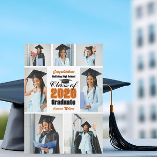 Orange Class of 2026 Graduation Photo Collage Announcement