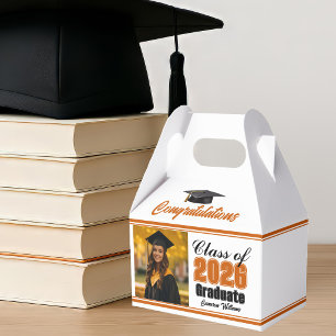 Orange Class of 2026 Photo Graduation Party Favour Box