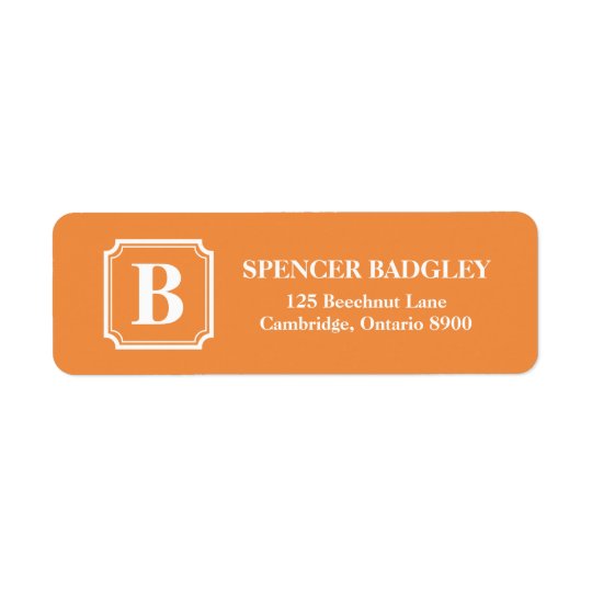 Orange Classic Monogram Address Labels