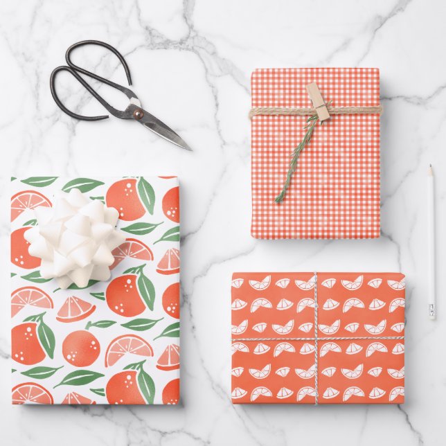Orange Clementine Fruit Wrapping Paper Sheet (Front)
