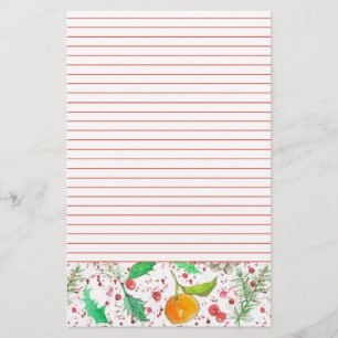 Orange Clementines Cranberries Red Lined Fruit Stationery