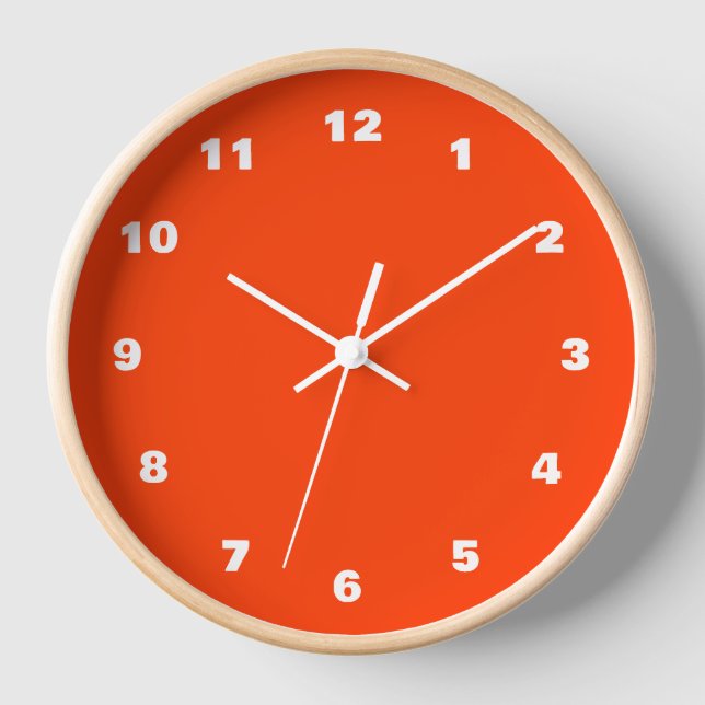 Orange Clock with Custom Colours and Numbers Fonts (Front)