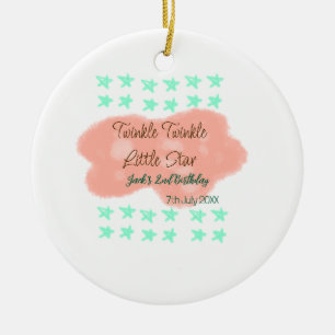 Orange clouds twinkle twinkle little stars green ceramic tree decoration
