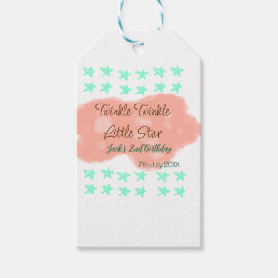 Orange clouds twinkle twinkle little stars green  gift tags