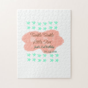 Orange clouds twinkle twinkle little stars green jigsaw puzzle