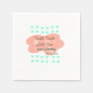 Orange clouds twinkle twinkle little stars green napkin