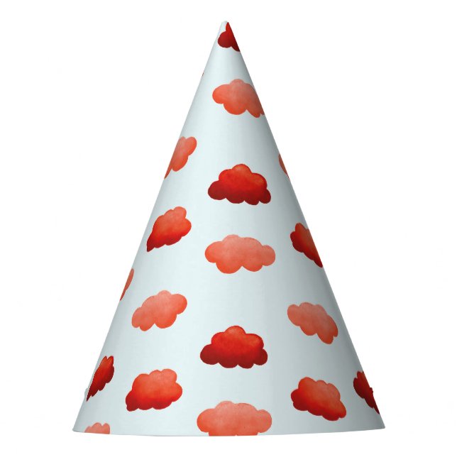 Orange clouds with watercolor party hat (Front)