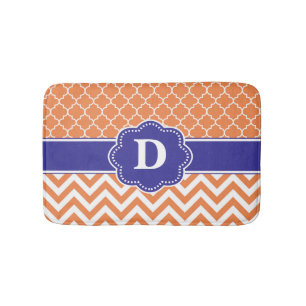 Orange Clover Chevron Monogram Bathmat