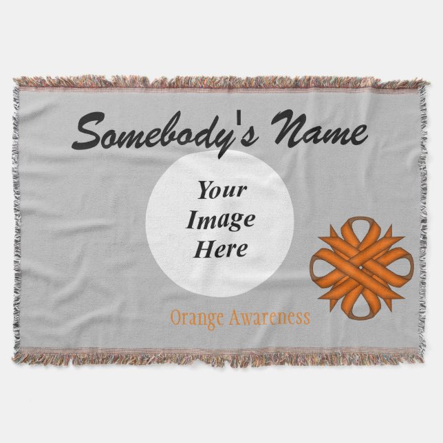 Orange Clover Ribbon Template by Kenneth Yoncich Throw Blanket (Front)