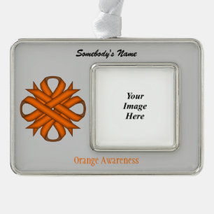 Orange Clover Ribbon Tmpl (H-O) by Kenneth Yoncich Silver Plated Framed Ornament