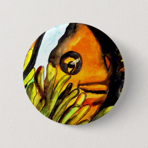 Orange Clown Fish watercolor original art painting 6 Cm Round Badge