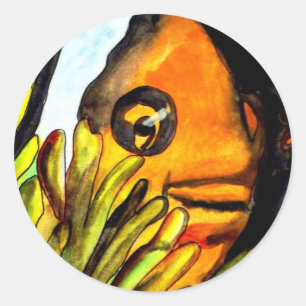 Orange Clown Fish watercolor original art painting Classic Round Sticker