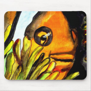 Orange Clown Fish watercolor original art painting Mouse Mat