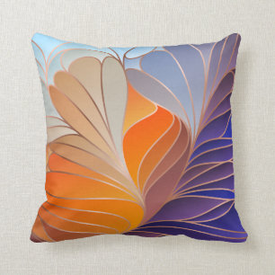 Orange, Cobalt Blue,  Aqua New Art Nouveau Throw P Cushion