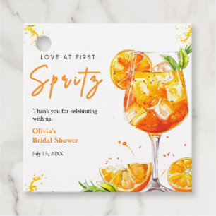 Orange Cocktail Love at First Spritz Bridal Shower Favour Tags