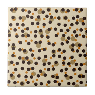 orange, coffee bean and beige polka dots tile