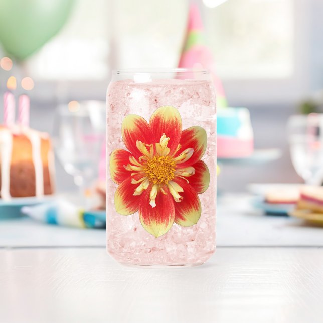 Orange Collarette Dahlia Blooms Floral Can Glass (Insitu (Birthday))