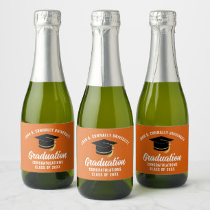 Orange College Graduation Party Personalised Mini Sparkling Wine Label