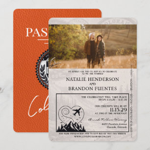 Orange Colorado Passport Wedding Invitation