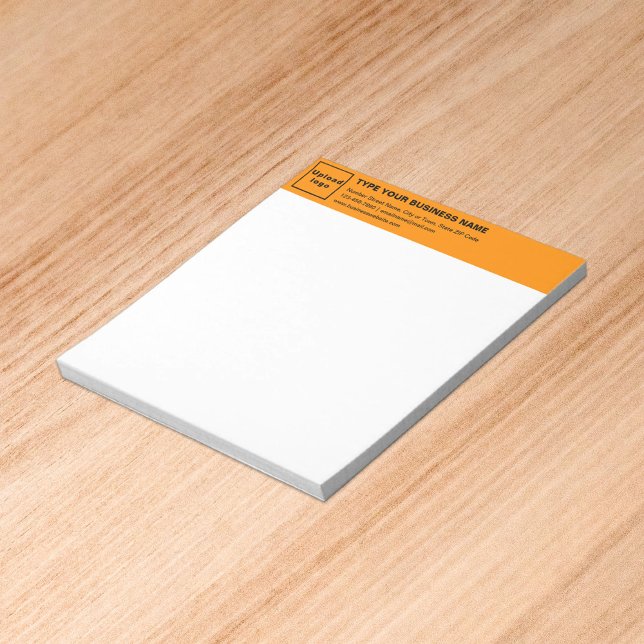 Orange Colour Business Brand on Heading of Small Notepad (Build brand name awareness. Your business brand on orange color heading of small notepad.)