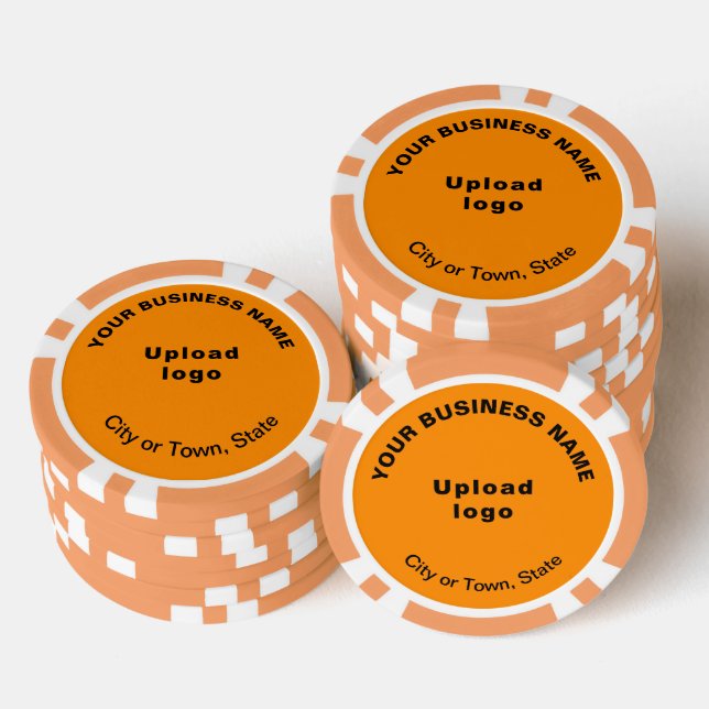 Orange Colour Business Brand on Poker Chips (Stack)