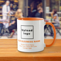 Orange Colour Business Brand Texts on Combo Mug