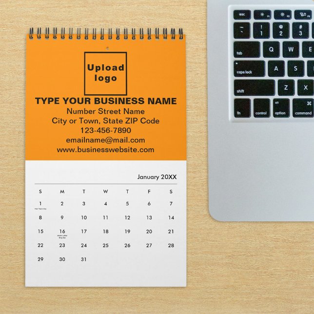Orange Colour Business Branding on Calendar (Build brand name awareness. Orange color business branding on calendar displayed on office desk.)