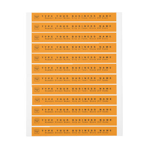 Orange Colour Business Return Address Slim Wrap Around Label
