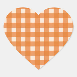 orange colour country plaids heart sticker