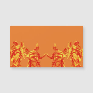 Orange colour digital art with sculptures