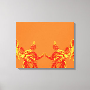 Orange colour digital art with sculptures canvas print